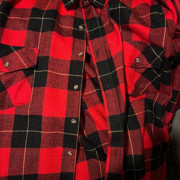 Vintage Chest 52" Red Black Plaid Shirt Wool + Acrylic XL XXL - Picture 3 of 16